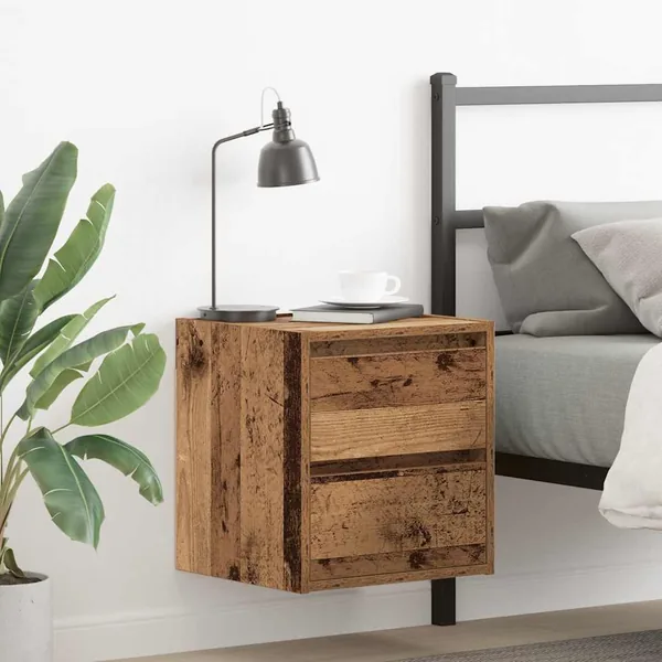 Tables de chevet murales 2 pcs vieux bois 38x34x40 cm