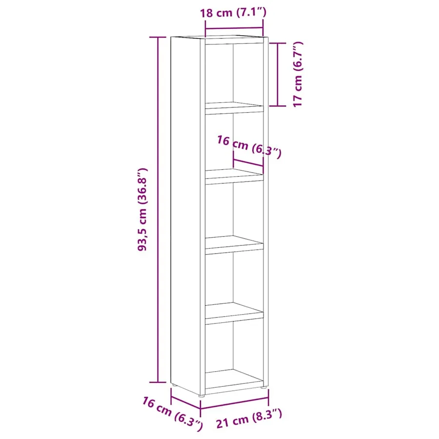Armoires à CD 2 pcs Sonoma gris 21x16x93,5 cm Bois d'ingénierie - 10