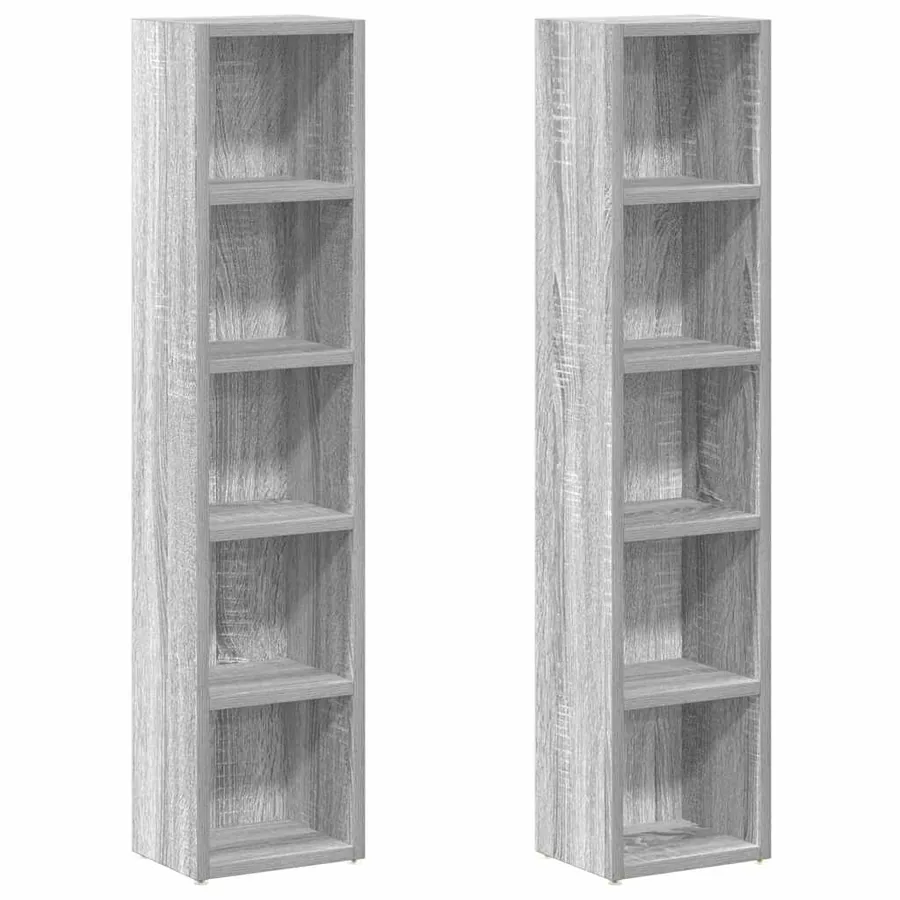 Armoires à CD 2 pcs Sonoma gris 21x16x93,5 cm Bois d'ingénierie - 2