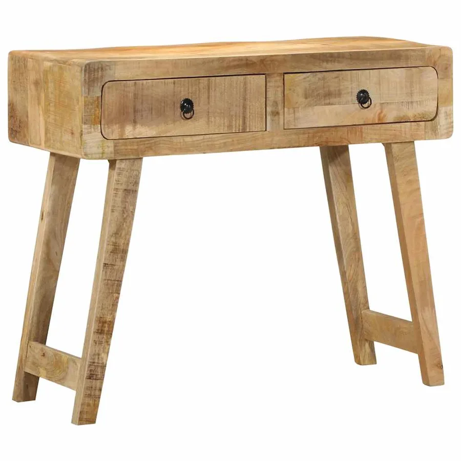 Table console 90x32x75 cm bois massif de manguier brut - 12
