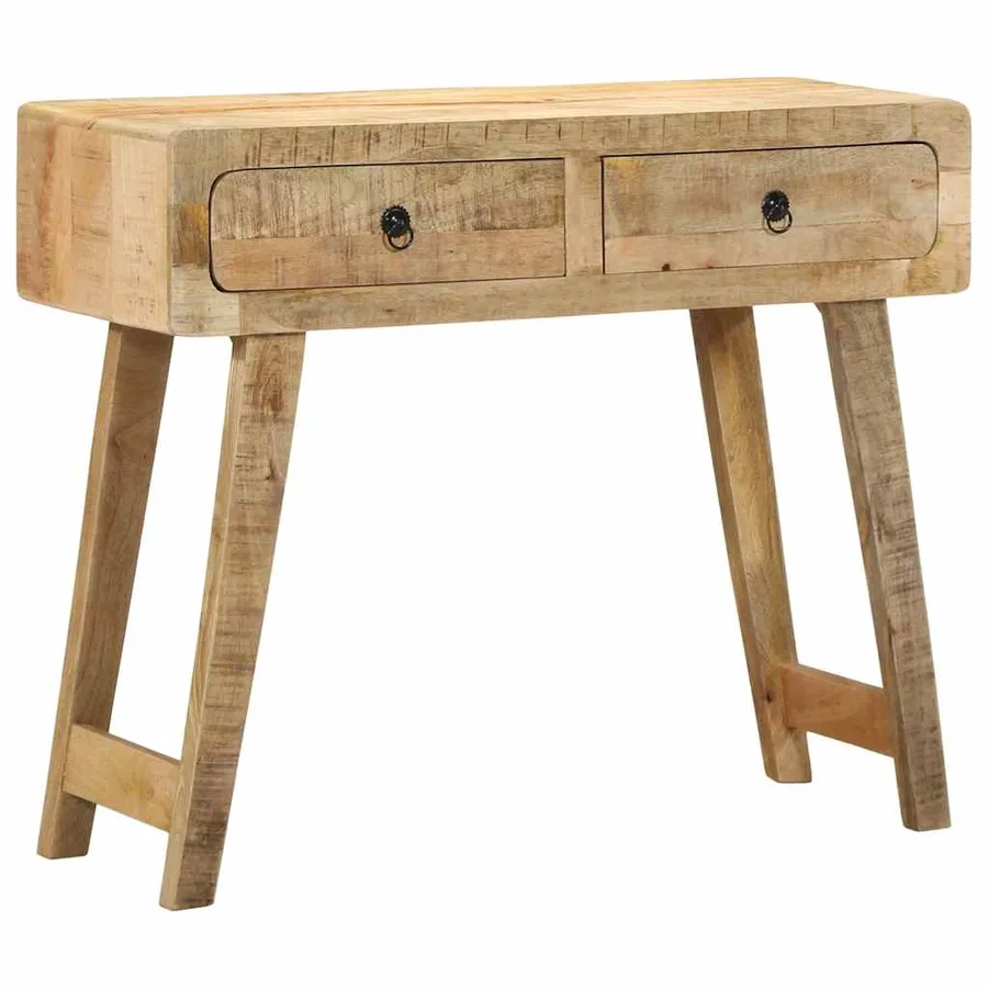 Table console 90x32x75 cm bois massif de manguier brut - 13