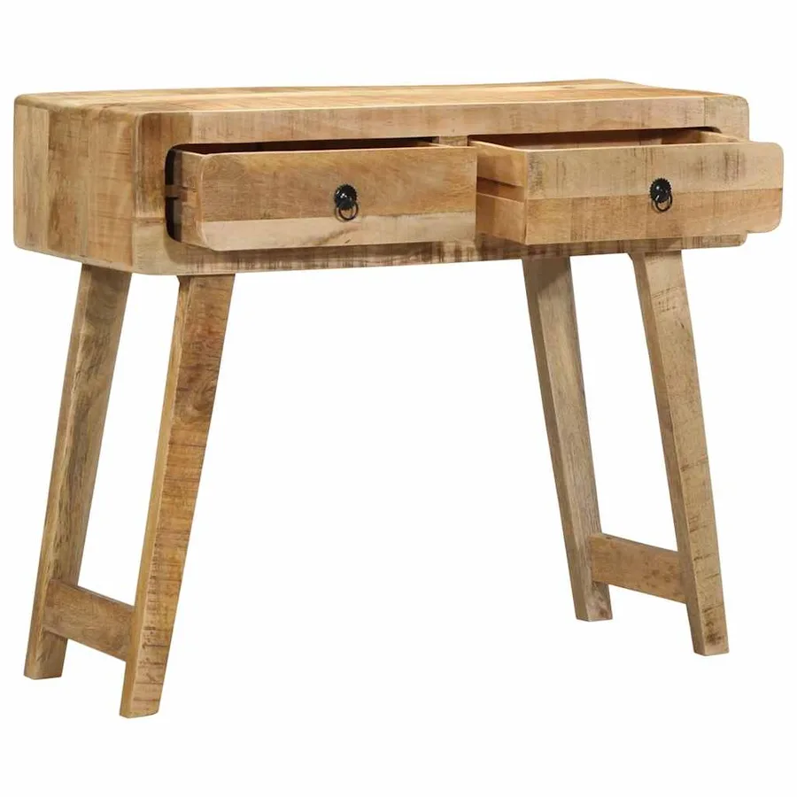Table console 90x32x75 cm bois massif de manguier brut - 5