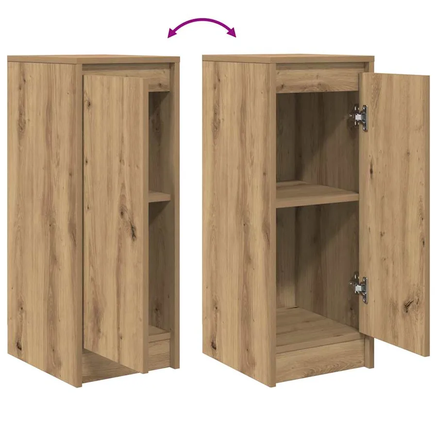 Buffet chêne artisanal 29,5x34x76 cm bois d'ingénierie - 9