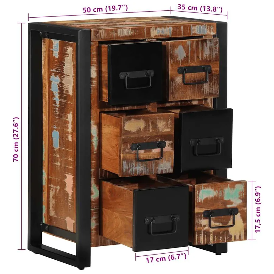 Buffet 50x35x70 cm bois massif de récupération - 9