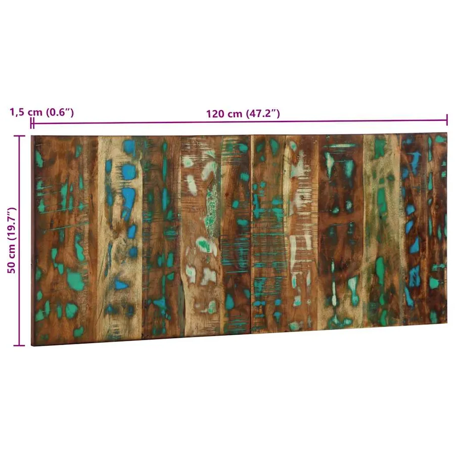 Tête de lit multicolore 120 cm bois massif récupération - 11