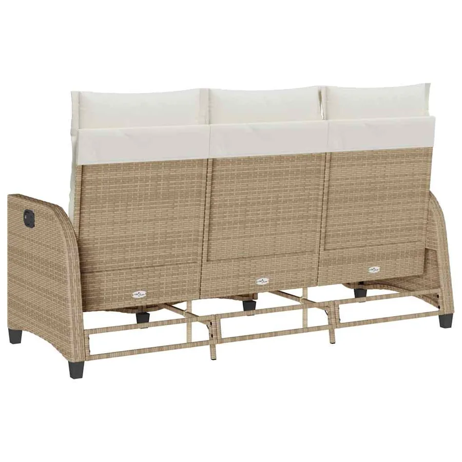 Canapé de jardin inclinable coussins forme de L beige polyrotin - 7