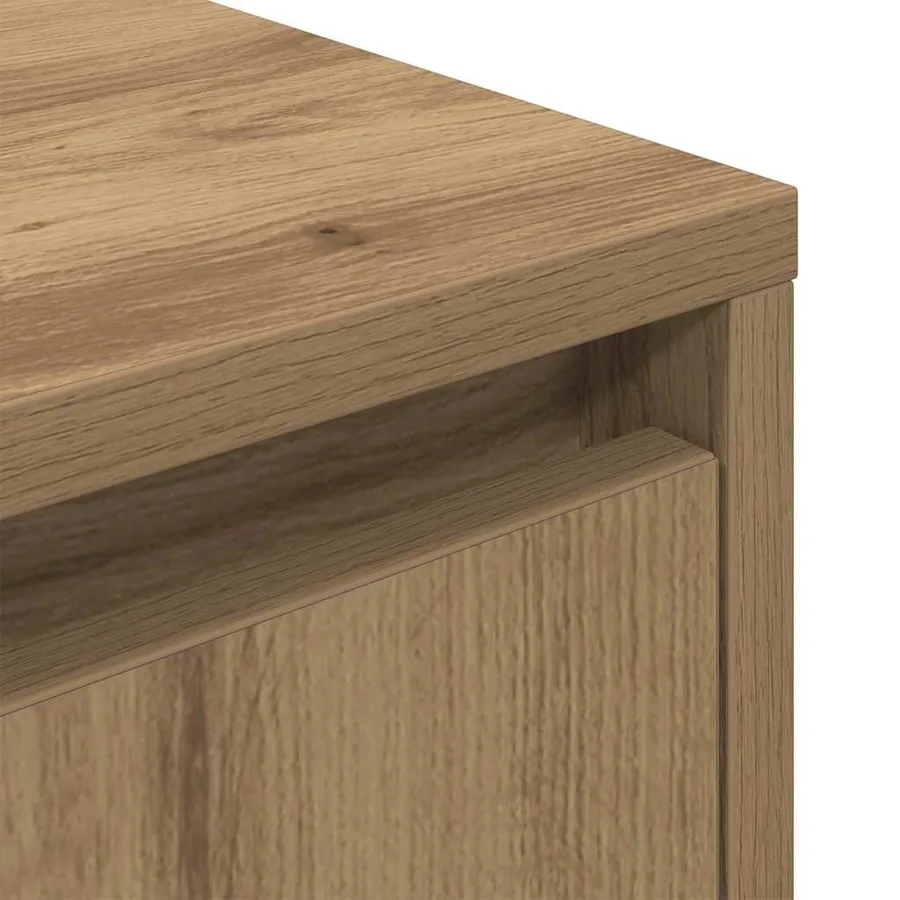 Armoire de chevet et lumières LED chêne artisanal 38x34x50 cm - 12