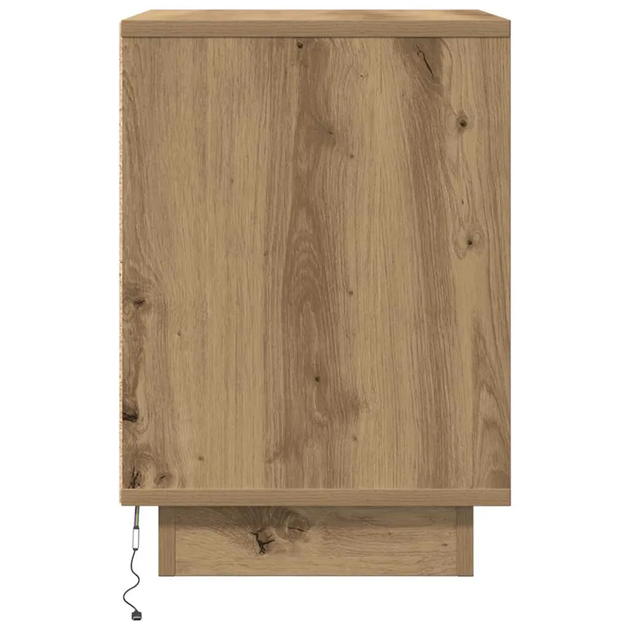 Armoire de chevet et lumières LED chêne artisanal 38x34x50 cm - 7