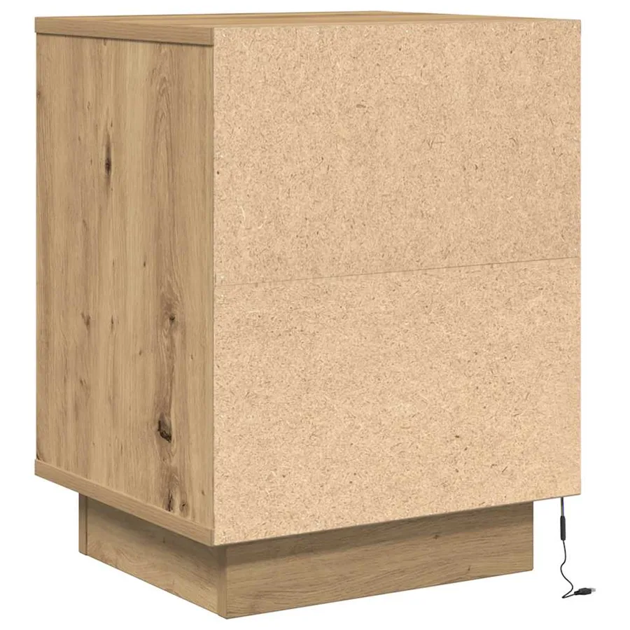 Armoire de chevet et lumières LED chêne artisanal 38x34x50 cm - 8