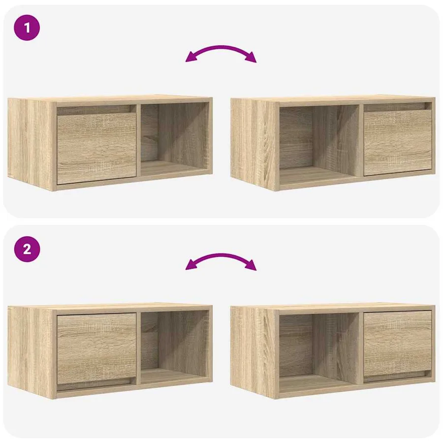 Meuble TV chêne sonoma 60x31x25,5 cm bois d'ingénierie - 9