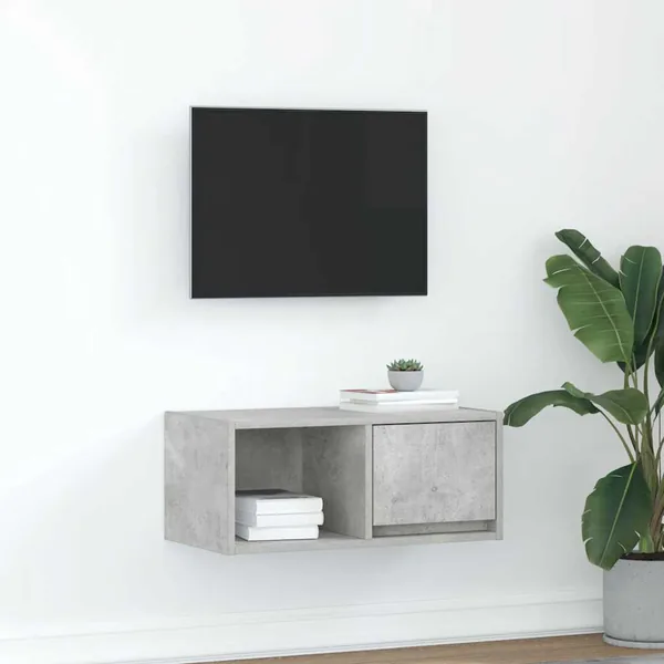 Meuble TV gris béton 60x31x25,5 cm bois d'ingénierie