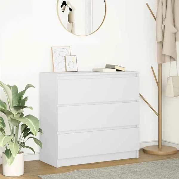 Buffet blanc 80x35x76 cm bois d’ingénierie