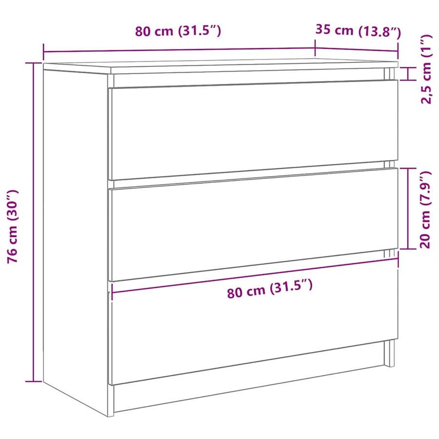 Buffet blanc 80x35x76 cm bois d’ingénierie - 12