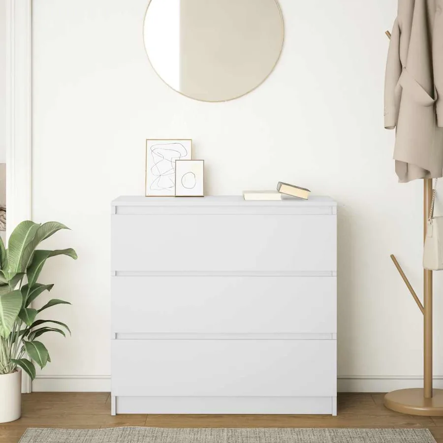 Buffet blanc 80x35x76 cm bois d’ingénierie - 3