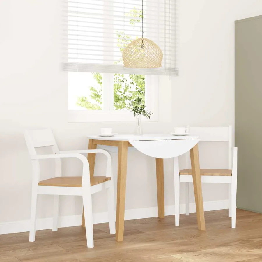 Chaises à manger 2 pcs blanc bois massif caoutchouc