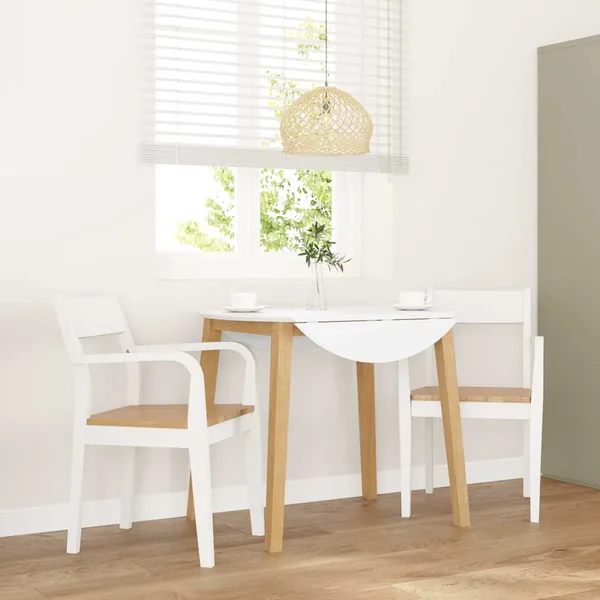 Chaises à manger 2 pcs blanc bois massif caoutchouc
