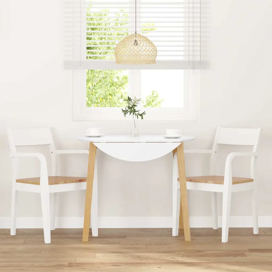 Chaises à manger 2 pcs blanc bois massif caoutchouc - 3