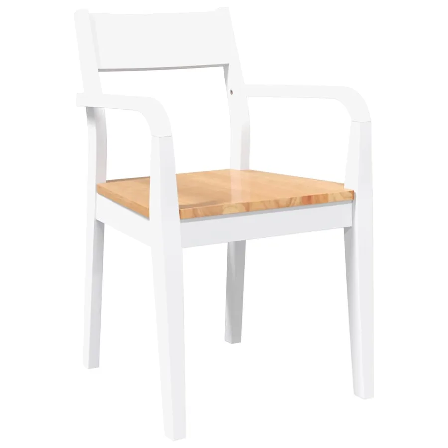 Chaises à manger 2 pcs blanc bois massif caoutchouc - 4