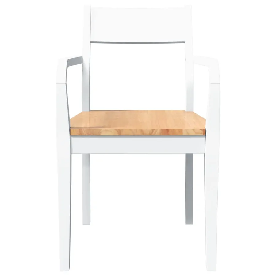 Chaises à manger 2 pcs blanc bois massif caoutchouc - 5