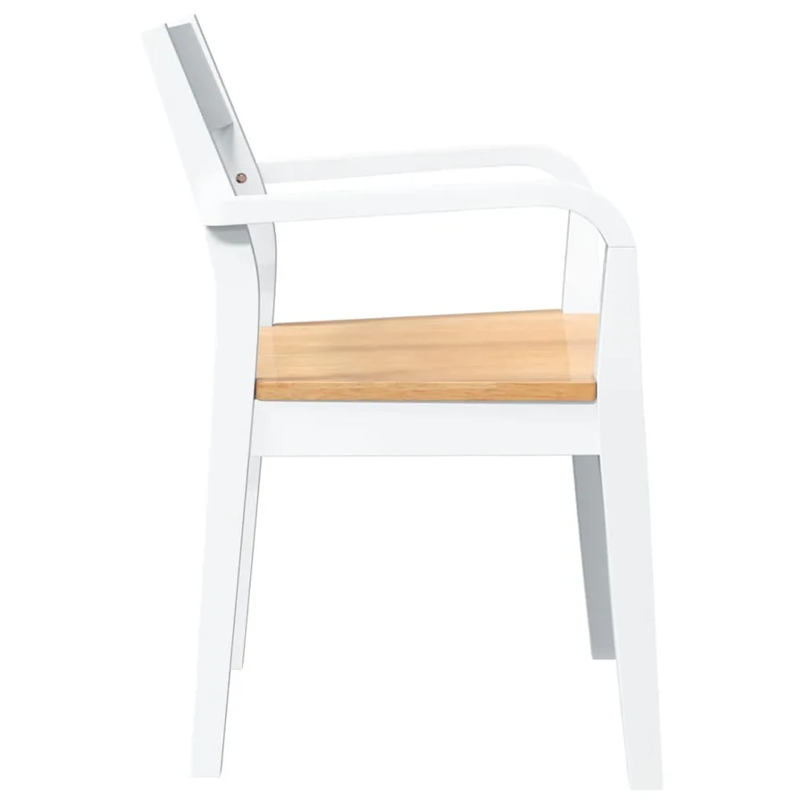 Chaises à manger 2 pcs blanc bois massif caoutchouc - 6