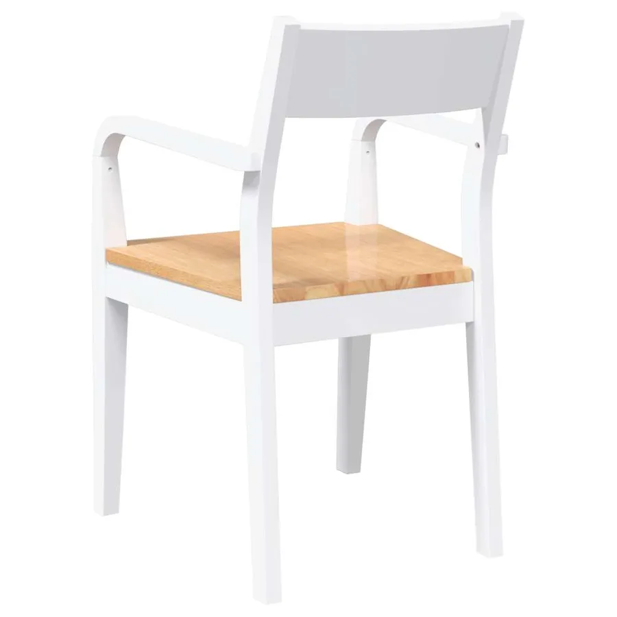 Chaises à manger 2 pcs blanc bois massif caoutchouc - 7