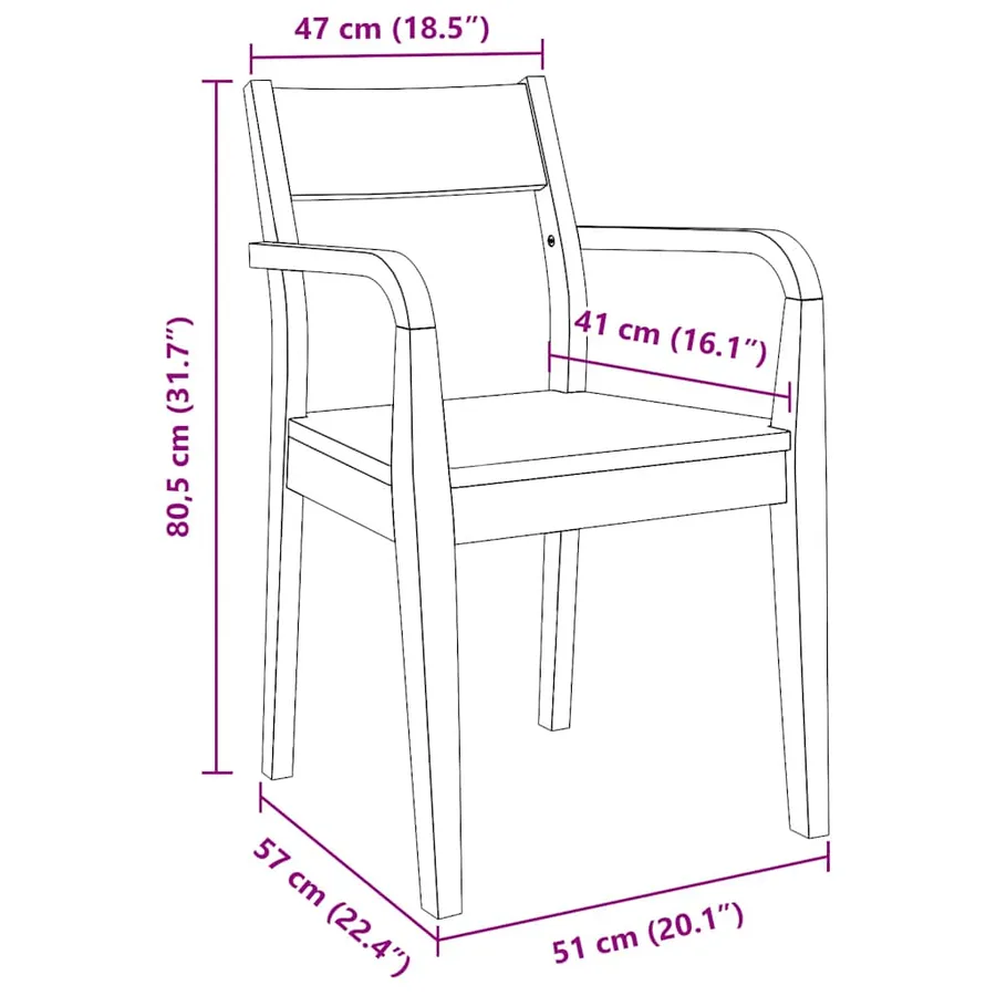 Chaises à manger 2 pcs bois massif naturel caoutchouc - 10