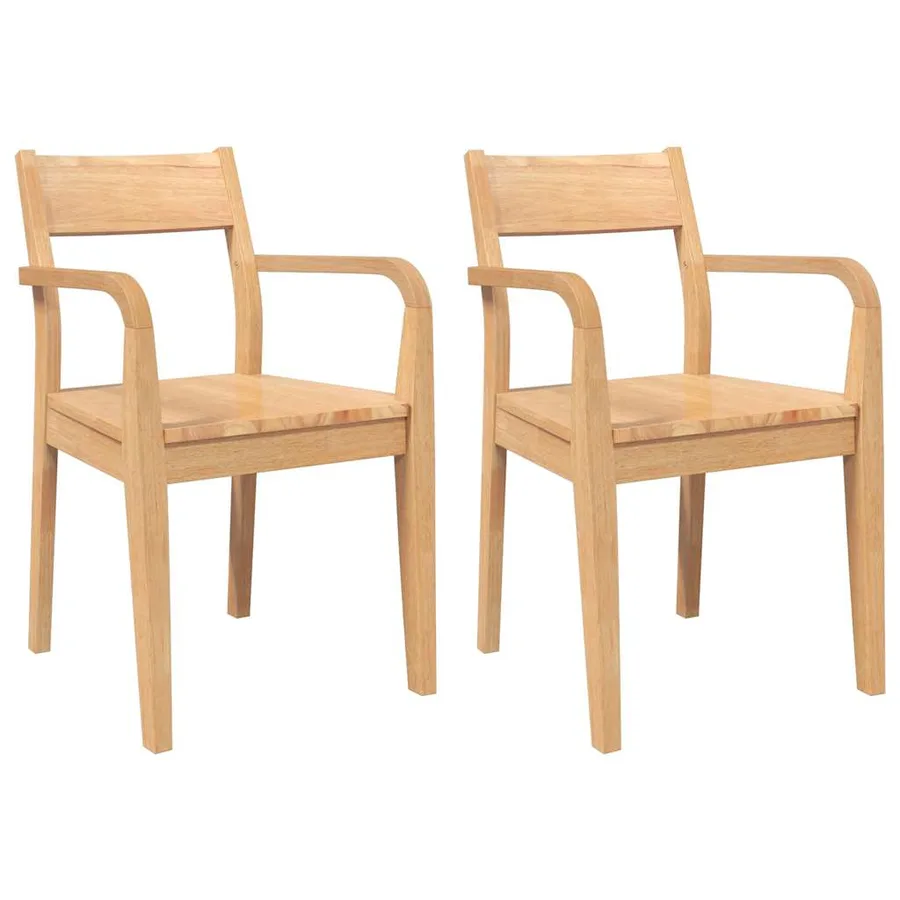 Chaises à manger 2 pcs bois massif naturel caoutchouc - 2