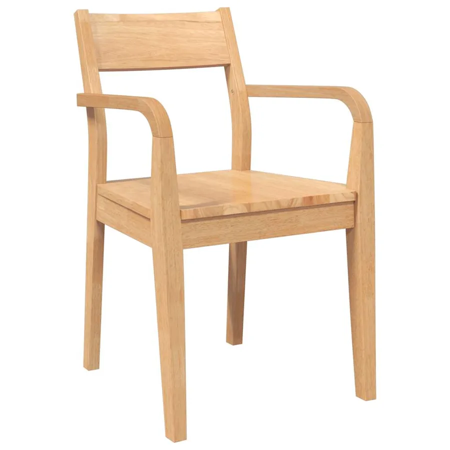Chaises à manger 2 pcs bois massif naturel caoutchouc - 4