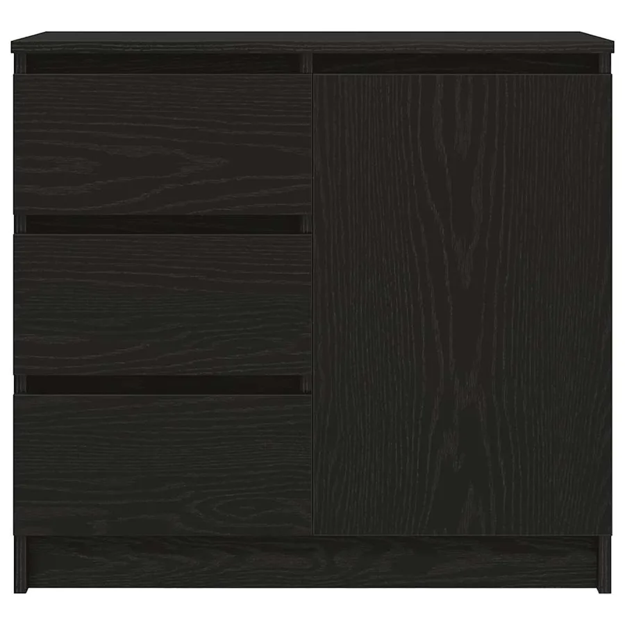 Buffet avec tiroir chêne noir 71x35x65 cm bois d'ingénierie - 6