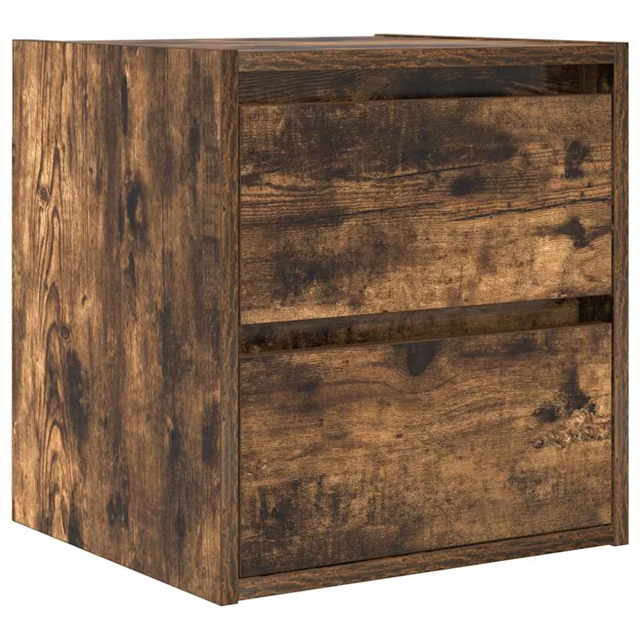 Table de chevet murale chêne fumé 38x34x40 cm - 2