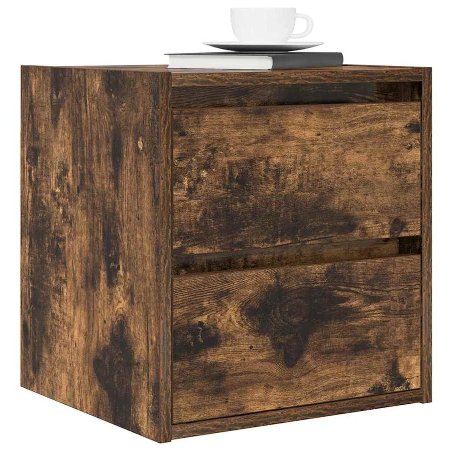 Table de chevet murale chêne fumé 38x34x40 cm - 4