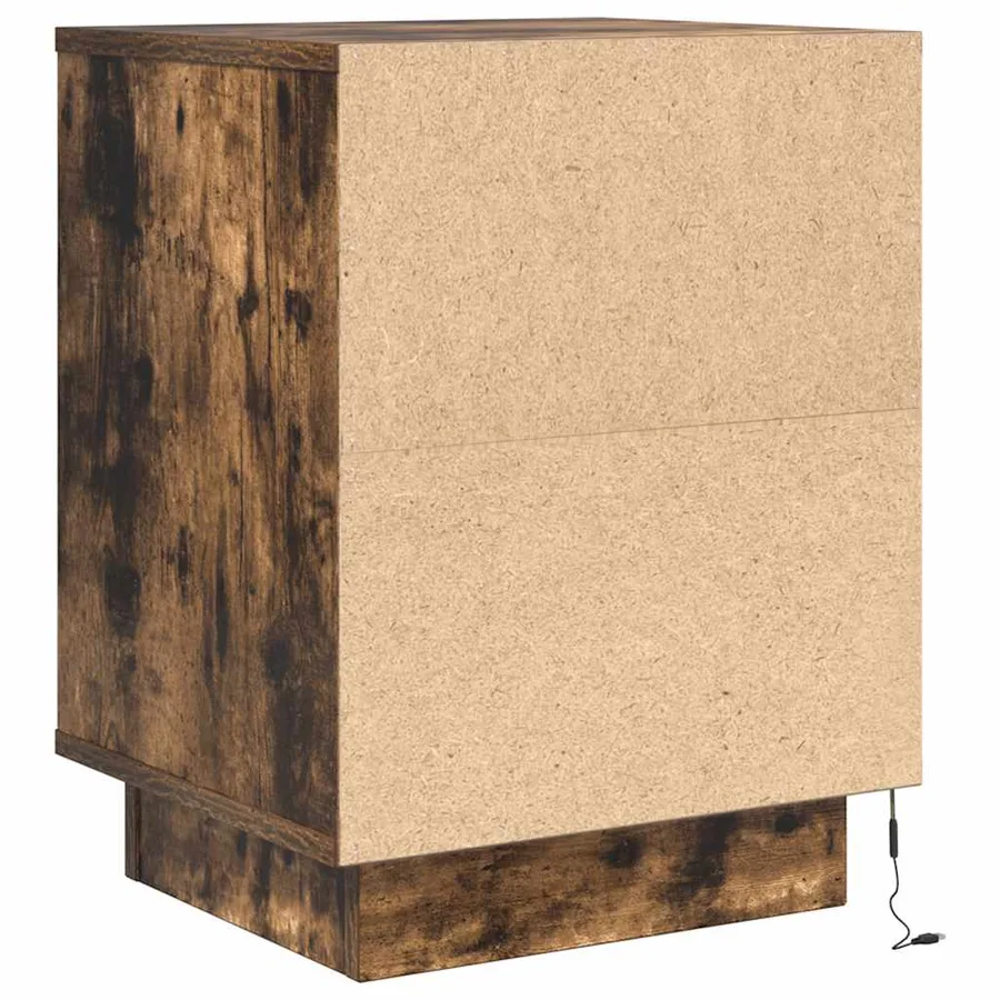 Tables de chevet avec lumières LED 2 pcs chêne fumé 38x34x50 cm - 10