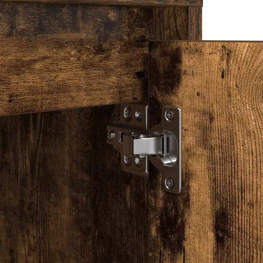 Tables de chevet avec lumières LED 2 pcs chêne fumé 38x34x50 cm - 12