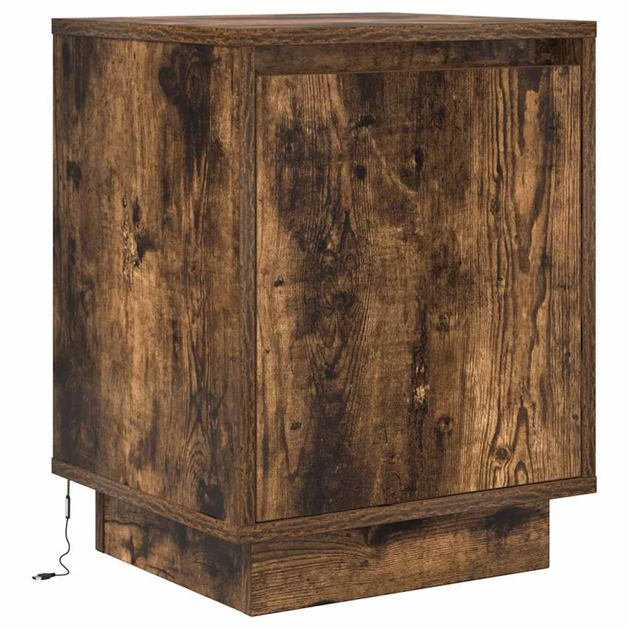 Tables de chevet avec lumières LED 2 pcs chêne fumé 38x34x50 cm - 7