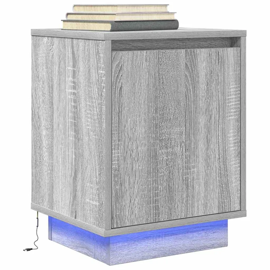 Tables de chevet avec lumières LED 2 pcs sonoma gris 38x34x50cm - 6