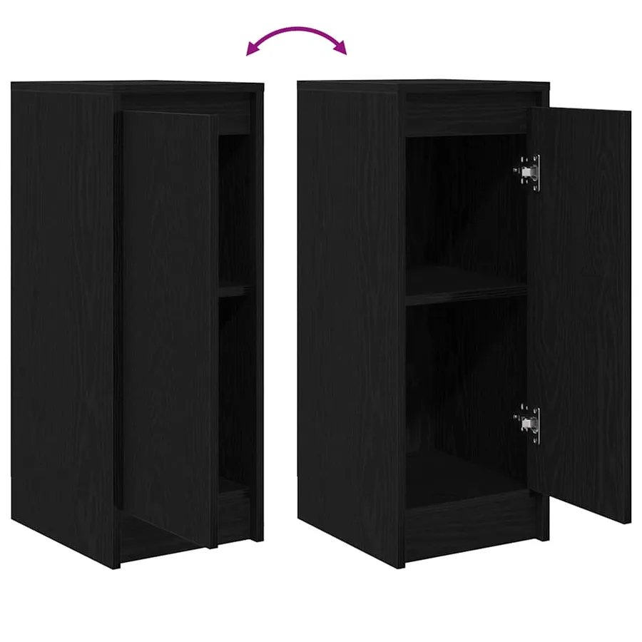 Buffet chêne noir 29,5x34x76 cm bois d'ingénierie - 9