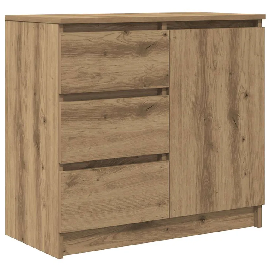 Buffet avec tiroir chêne artisanal 71x35x65 cm bois ingénierie - 2