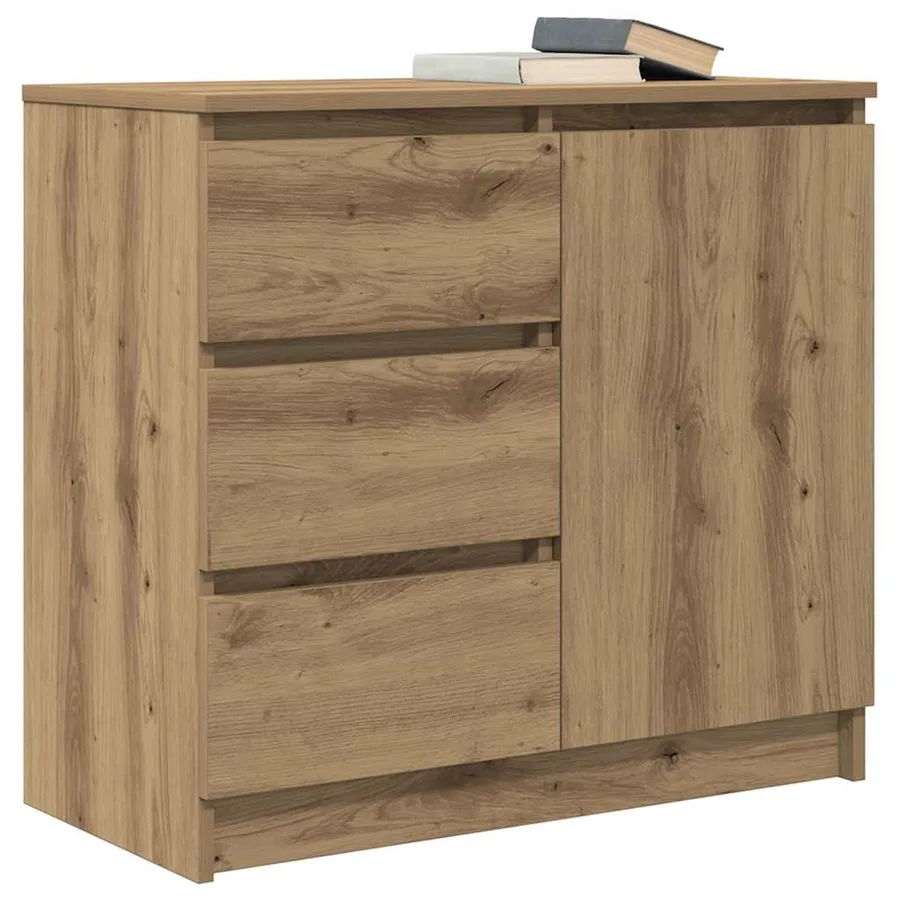 Buffet avec tiroir chêne artisanal 71x35x65 cm bois ingénierie - 4