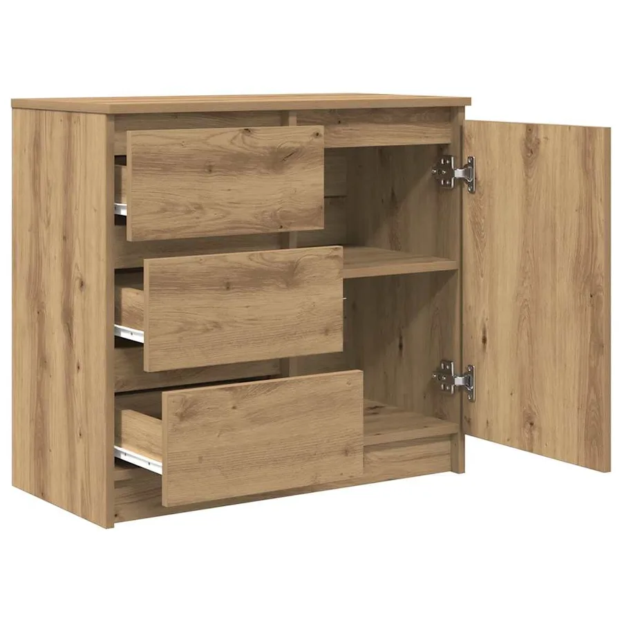 Buffet avec tiroir chêne artisanal 71x35x65 cm bois ingénierie - 5