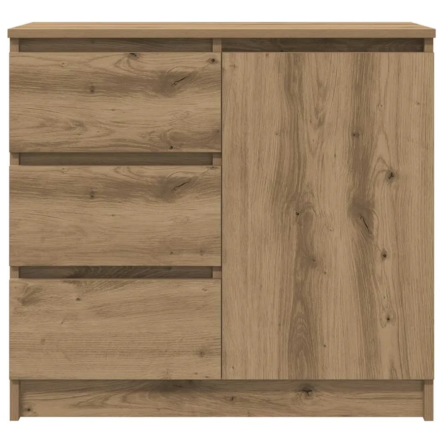Buffet avec tiroir chêne artisanal 71x35x65 cm bois ingénierie - 6