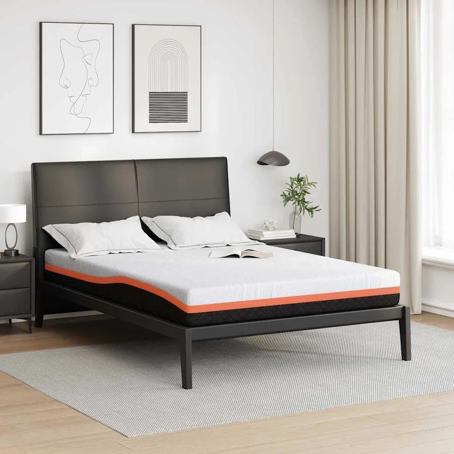 Matelas Blanc et Noir 140 x 200 cm Tissu jacquard