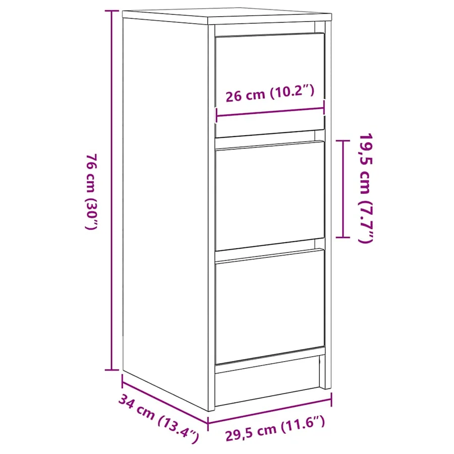 Buffet blanc 29,5x34x76 cm bois d'ingénierie - 12