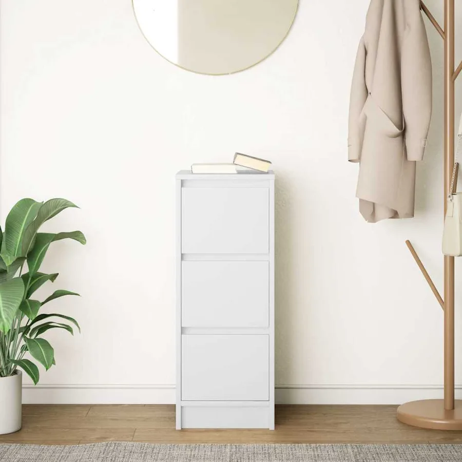 Buffet blanc 29,5x34x76 cm bois d'ingénierie - 3
