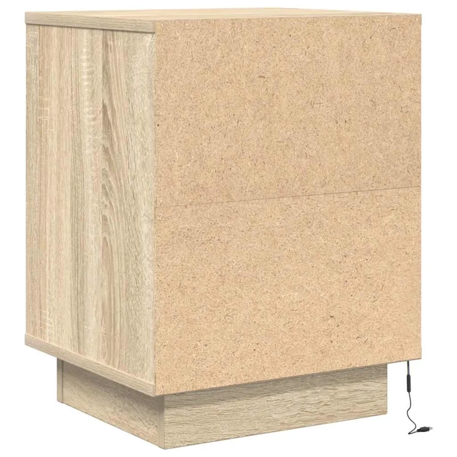 Tables de chevet avec lumières LED 2pcs chêne sonoma 38x34x50cm - 11