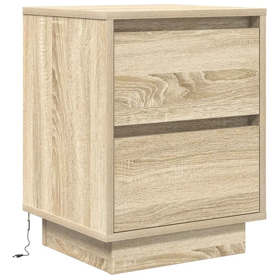 Tables de chevet avec lumières LED 2pcs chêne sonoma 38x34x50cm - 7