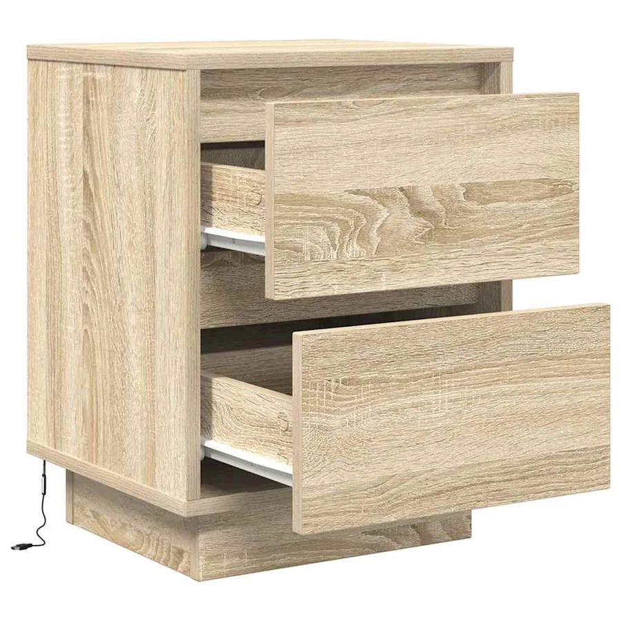 Tables de chevet avec lumières LED 2pcs chêne sonoma 38x34x50cm - 8