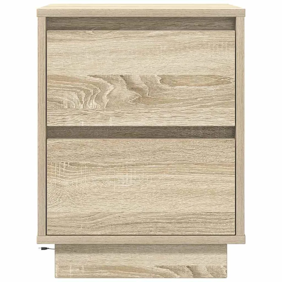 Tables de chevet avec lumières LED 2pcs chêne sonoma 38x34x50cm - 9