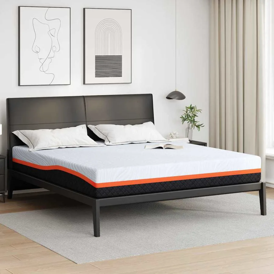 Matelas Blanc et Gris 200 x 200 cm Tissu jacquard