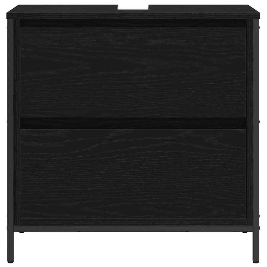 Meuble de salle de bain lavabo tiroirs chêne noir 60x34,5x60 cm - 6