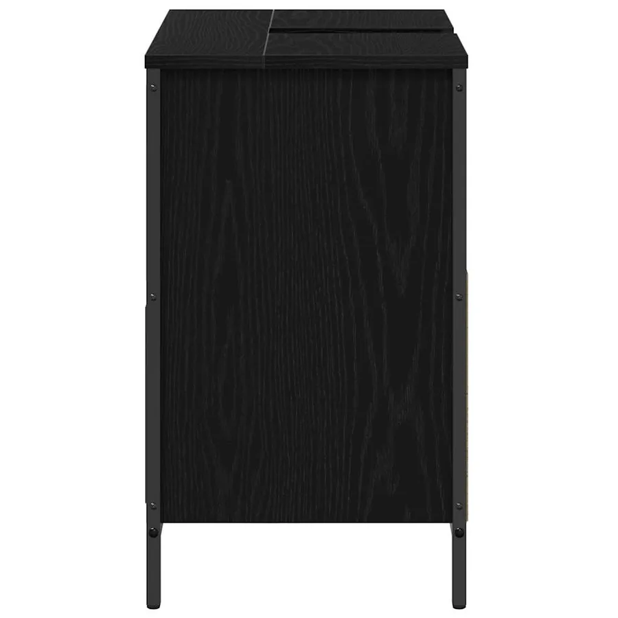 Meuble de salle de bain lavabo tiroirs chêne noir 60x34,5x60 cm - 7